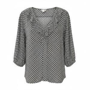 Liz Claiborne XL Blouse Geometric Print 3/4 Sleeve Boho Career Top